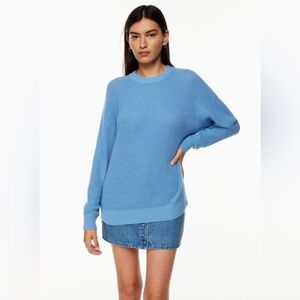 Aritzia Wilfred Free Hillside Sweater Blue Merino Wool Cotton Blend size Large
